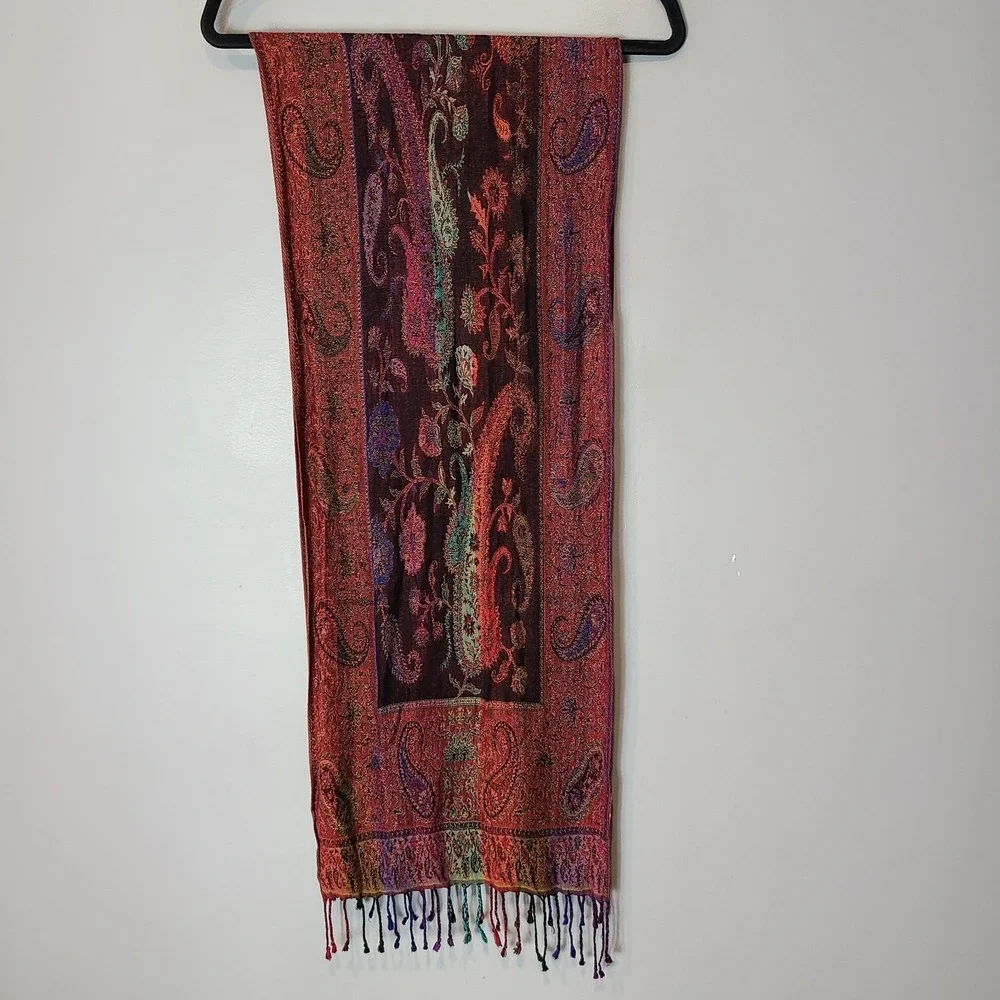 Sacred Threads Soft Scarf Fringe Patchwork Paisley Boho Art Gypsy 70